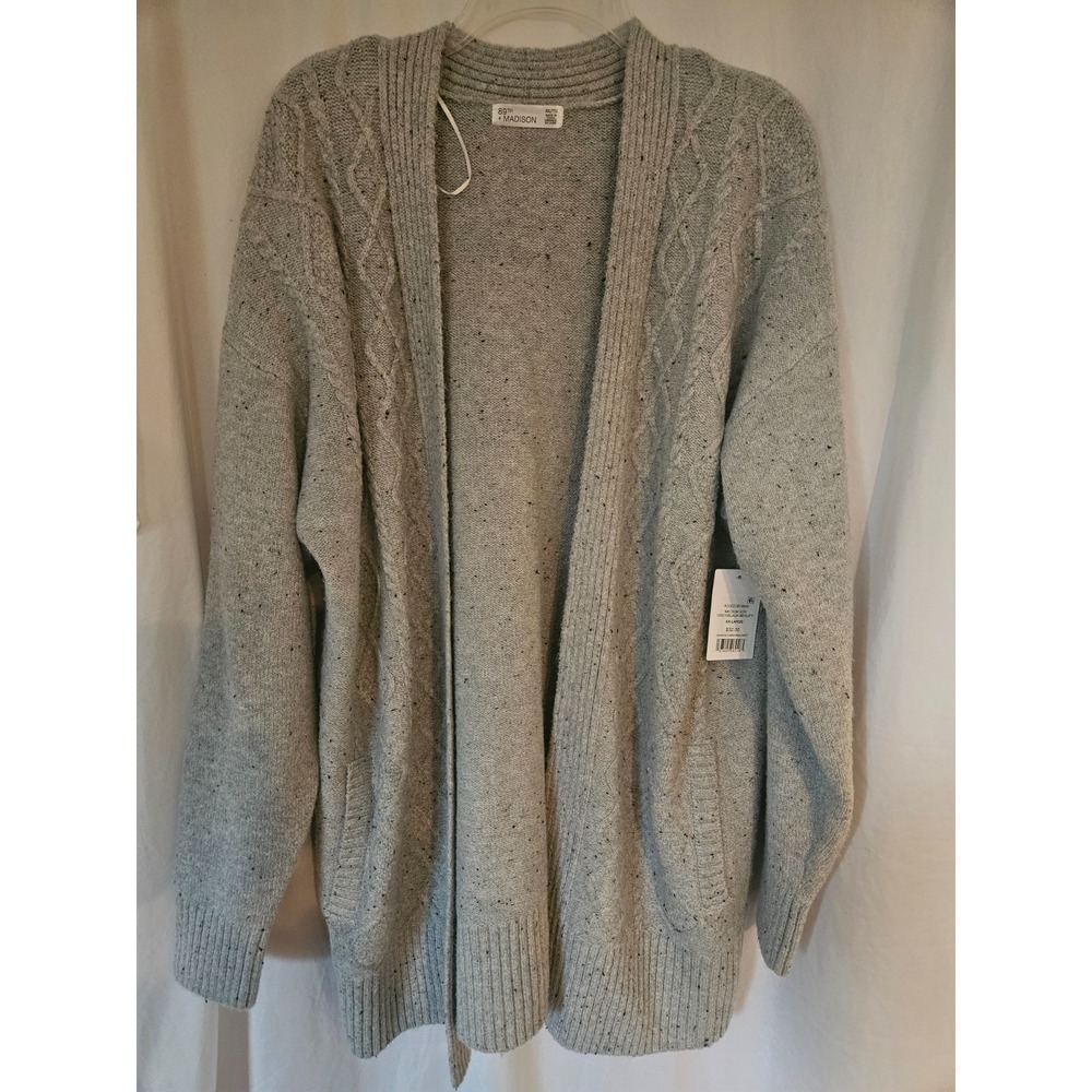 89th And Madison Cardigan XXL Heather Gray/Black Open‎ Long